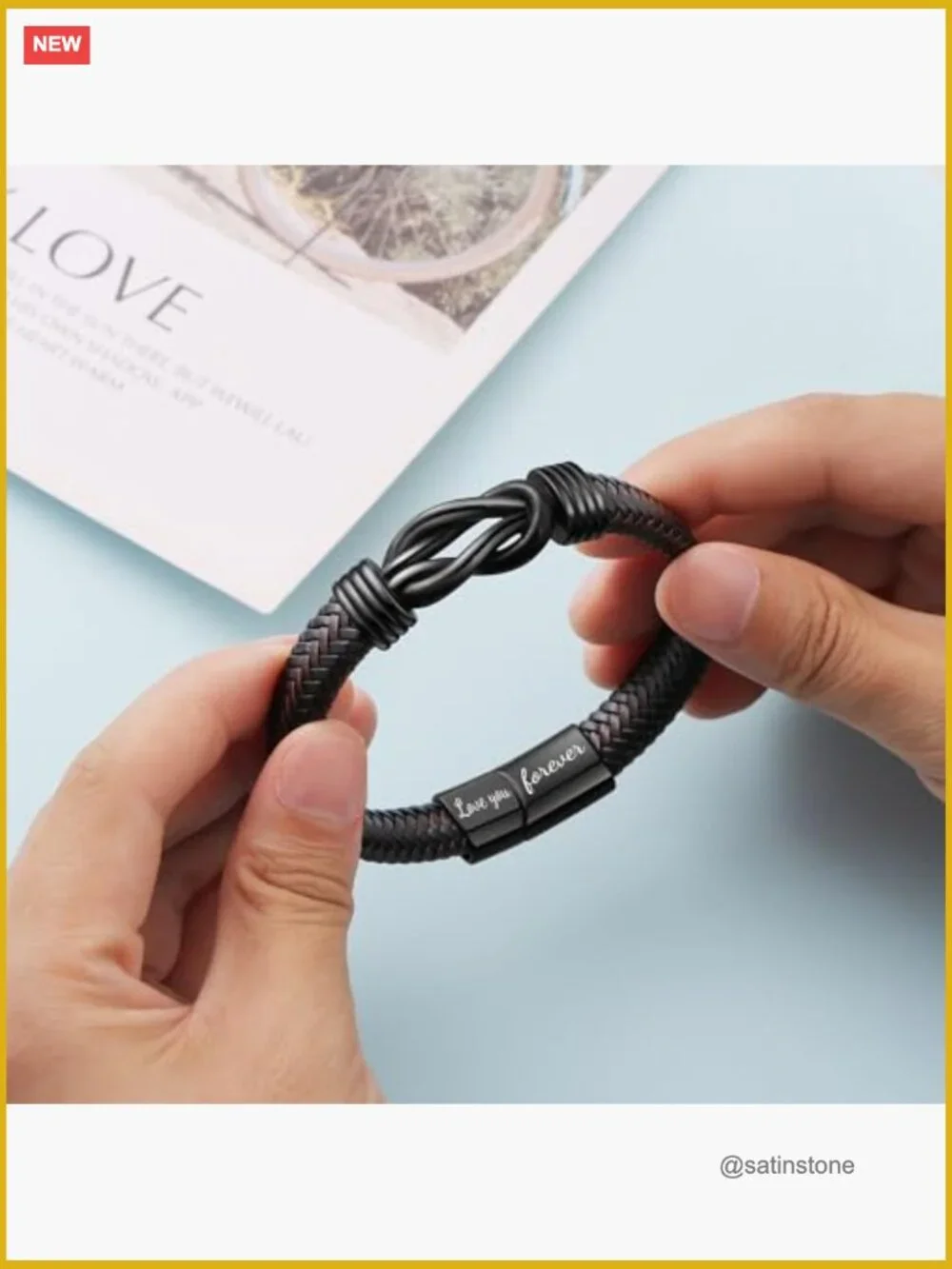 Knot Bracelet Gifts for Him Mens Leather Stainless Steel Always Linked Together